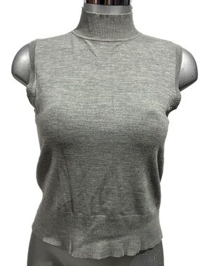 Judith Hart Sleeveless Mock Neck Sweater Vest Silk Blend Gray Contemporary Sz M